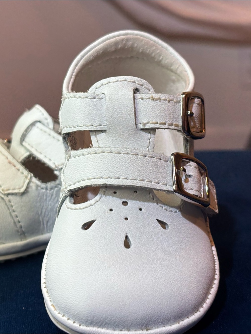 Angels White Double-Buckle Girls Dress Shoes